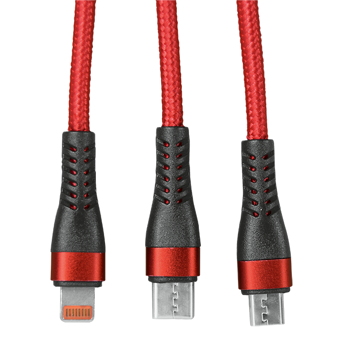 1.2m 3-In-1 Charger Cable Allum alloy and Braiding - Image 3