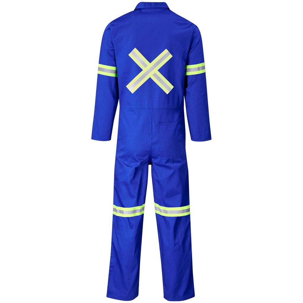 Safety Polycotton Boiler Suit - Reflective Arms Legs & Back - Yellow Tape - Image 2