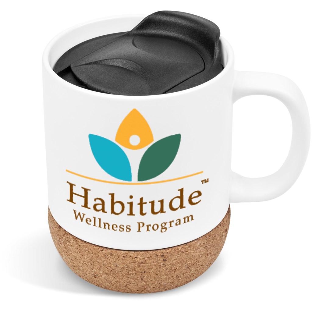 Serendipio Sienna Cork & Ceramic Sublimation Coffee Mug - 340ml - Image 2