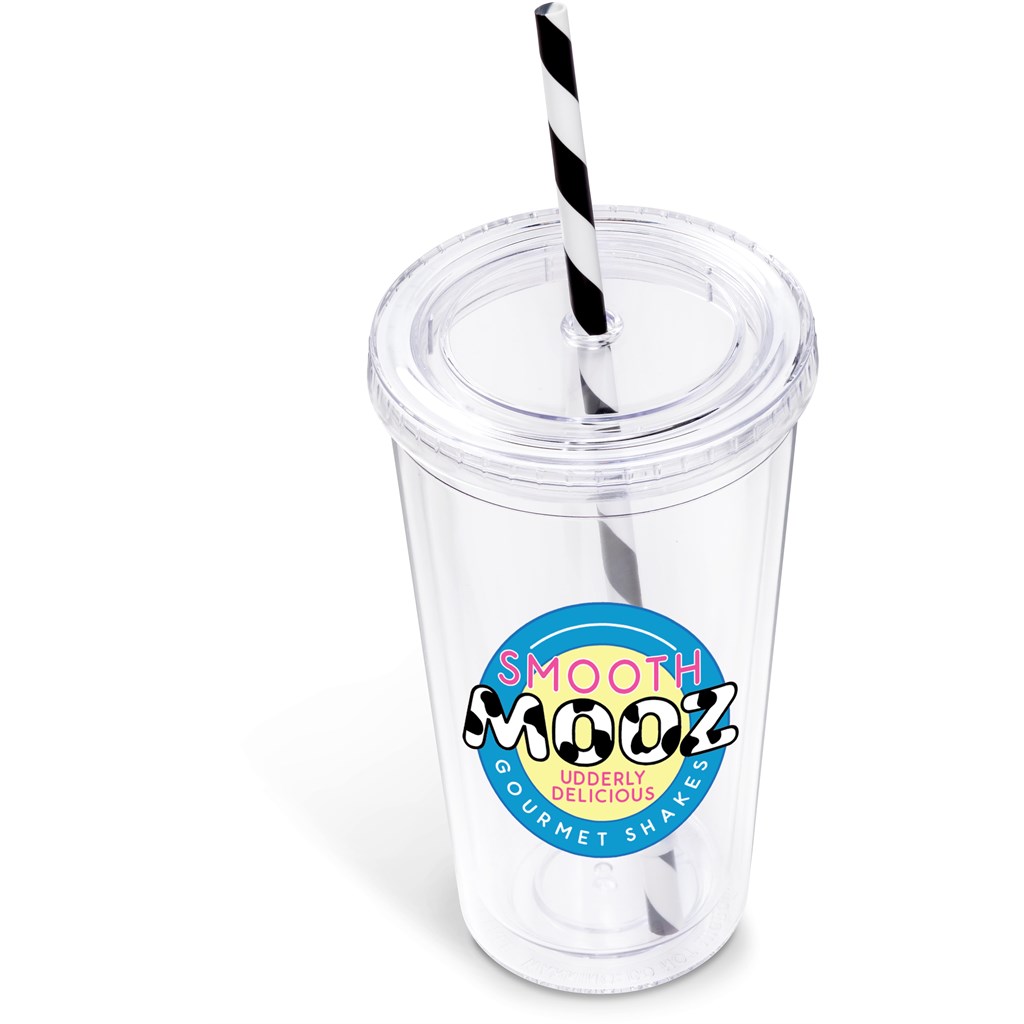 Malibu Double-Wall Plastic Tumbler & Straw - 470ml - Image 2