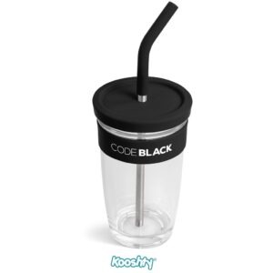 Kooshty Slurp Glass Kup & Straw - 480ML - Black