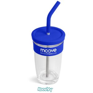 Kooshty Slurp Glass Kup & Straw - 480ML - Blue