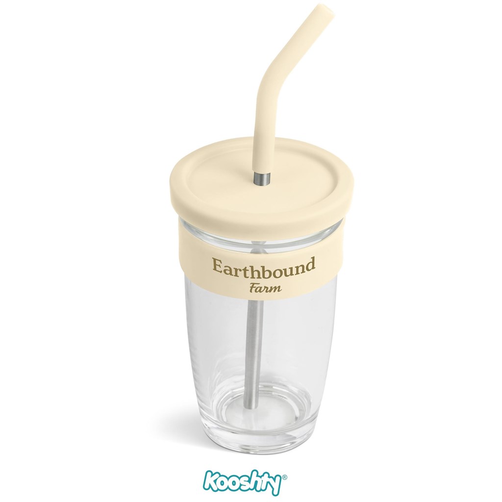 Kooshty Slurp Glass Kup & Straw - 480ML - Cream