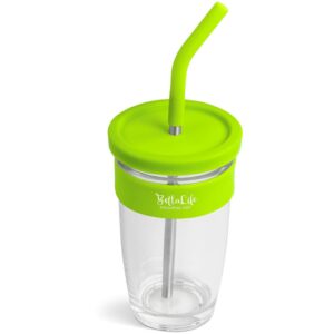 Kooshty Slurp Glass Kup & Straw - 480ML - Lime