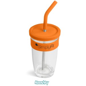 Kooshty Slurp Glass Kup & Straw - 480ML - Orange