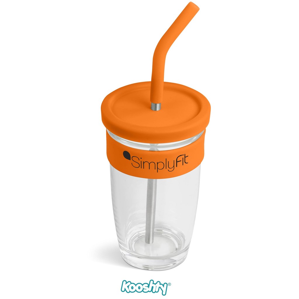 Kooshty Slurp Glass Kup & Straw - 480ML - Orange