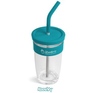 Kooshty Slurp Glass Kup & Straw - 480ML - Turquoise
