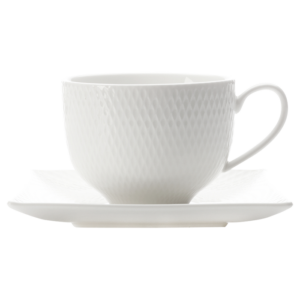 White Basics Diamonds Square Cup and Saucer 220ml