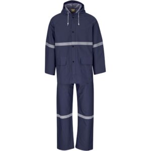Light Duty Tornado Hi-Viz Reflective Rubberised Rainsuit - Navy