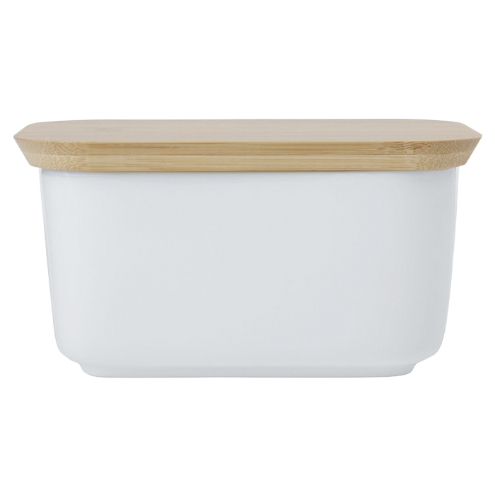 White Basics Butter Dish With Bamboo Lid - Image 3