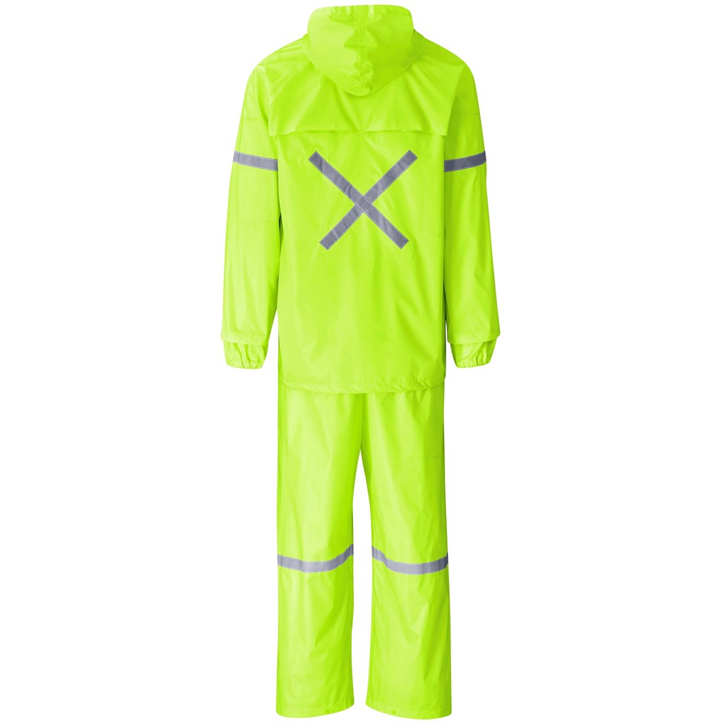 Outdoor Hi-Viz Reflective Polyester/PVC Rainsuit - Lime - Image 4