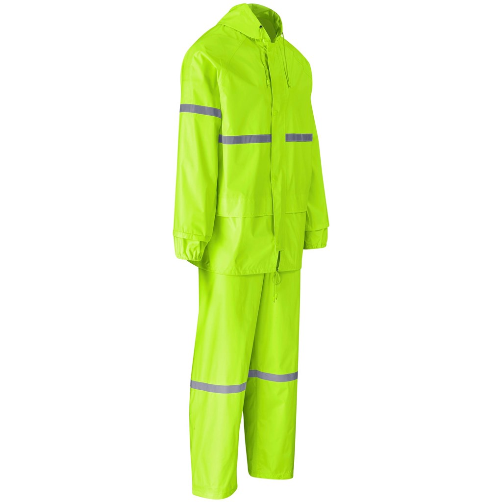 Outdoor Hi-Viz Reflective Polyester/PVC Rainsuit - Lime - Image 2