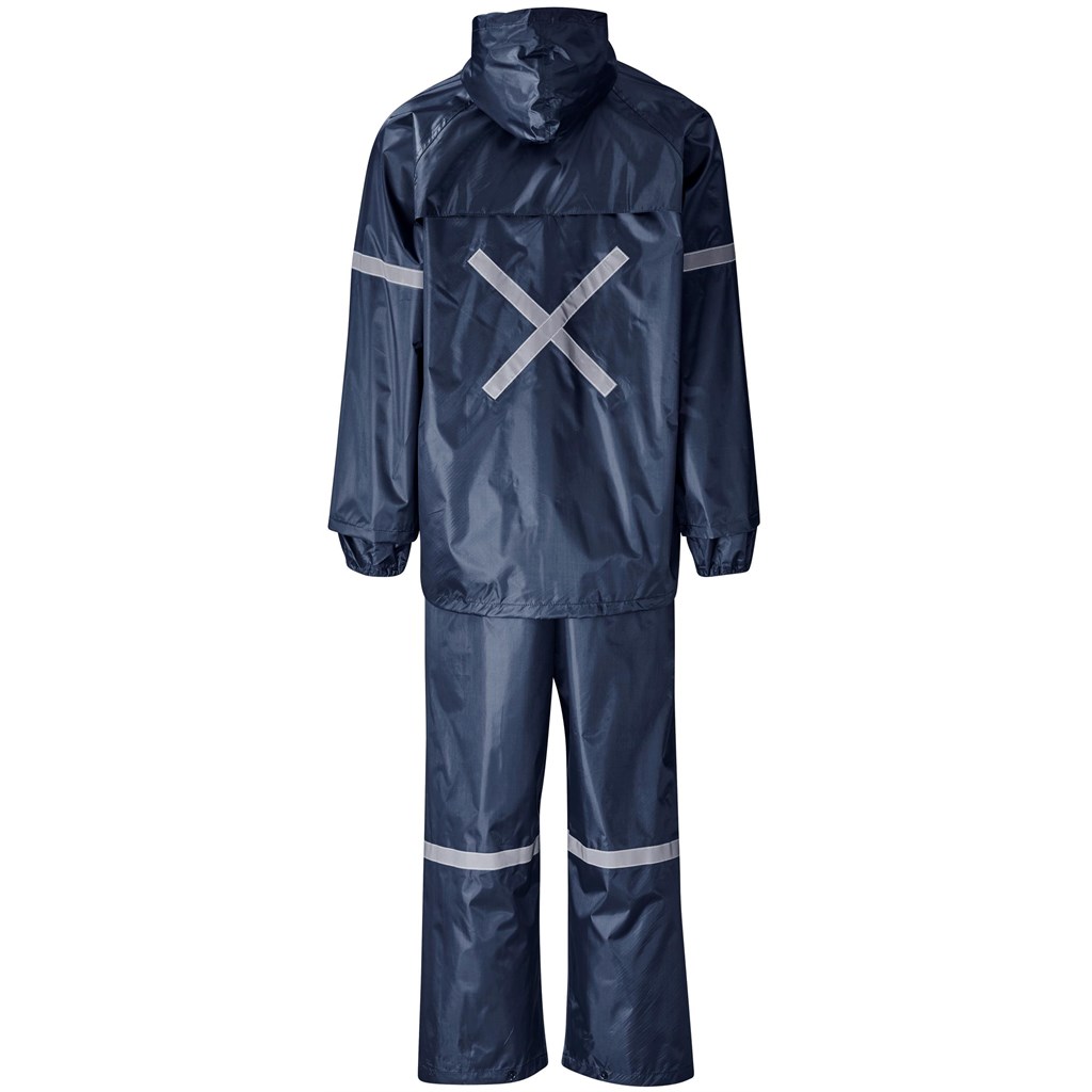 Outdoor Hi-Viz Reflective Polyester/PVC Rainsuit - Navy - Image 4