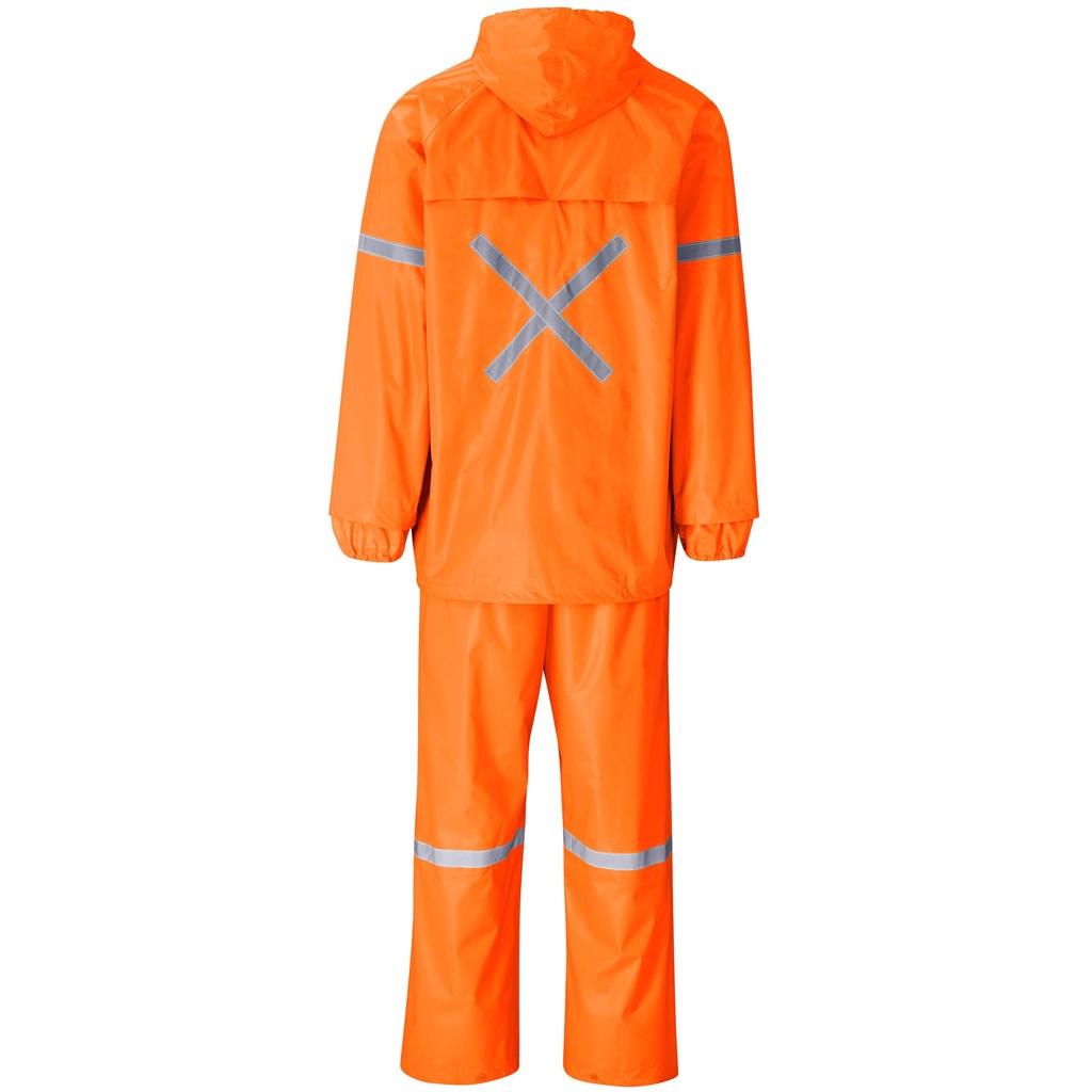 Outdoor Hi-Viz Reflective Polyester/PVC Rainsuit - Orange - Image 4