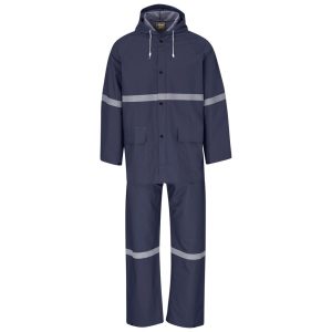 Light Duty Tornado Hi-Viz Reflective Rubberised Rainsuit - Navy